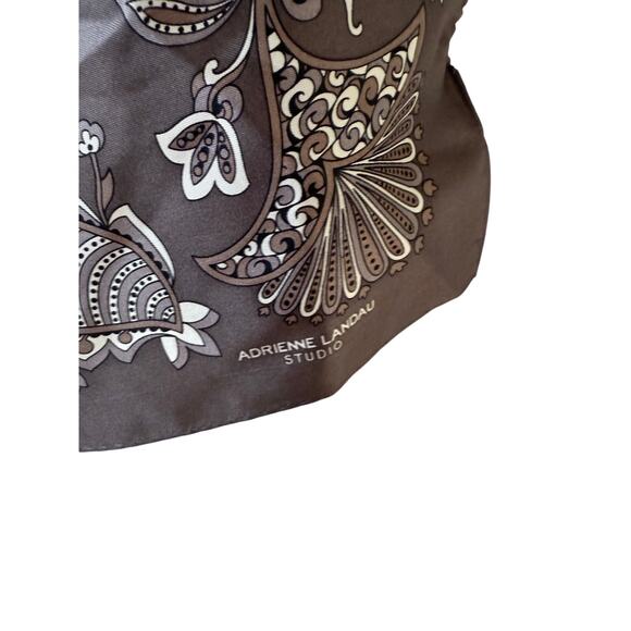 Adrienne Landau Studio Silk Scarf Steel Gray Print Square - Picture 4 of 9